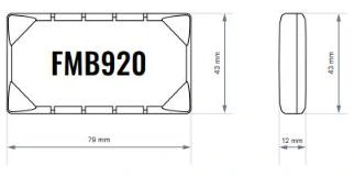 FMB920 dimension drawing: 79 mm long, 43 mm wide and 12 mm deep